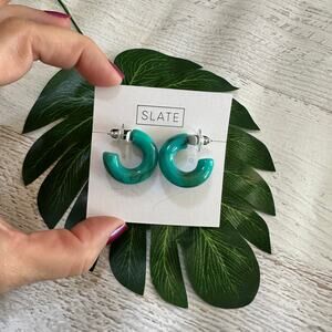 BOGO FREE BLUE 1” hoop earrings turquoise acrylic